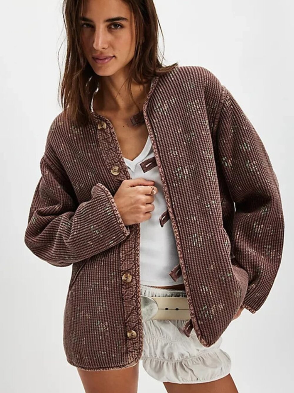 Free People FP One Dana Liner Jacket Buttondown Floral Printed XL